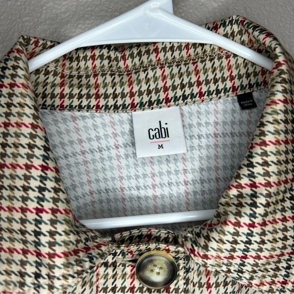 CAbi Sherlock Jacket houndstooth midi trench coat style women's size medium - Picture 7 of 8